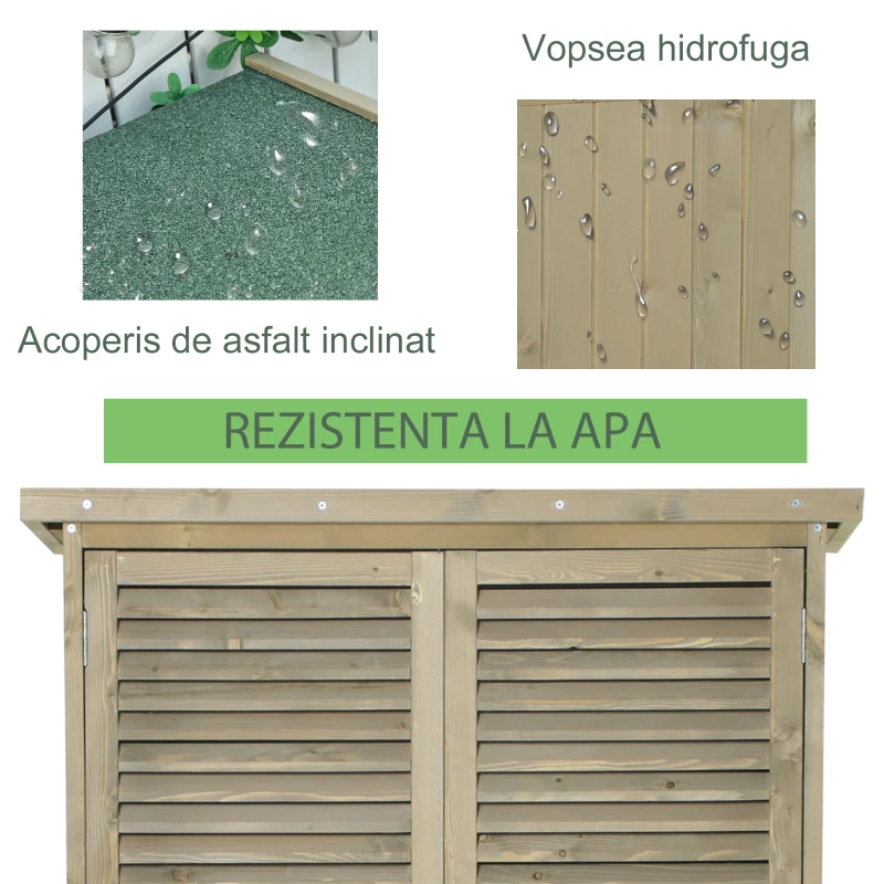 Outsunny Casuta Lemn Brad – 4 Compartimente, Depozit Gradina