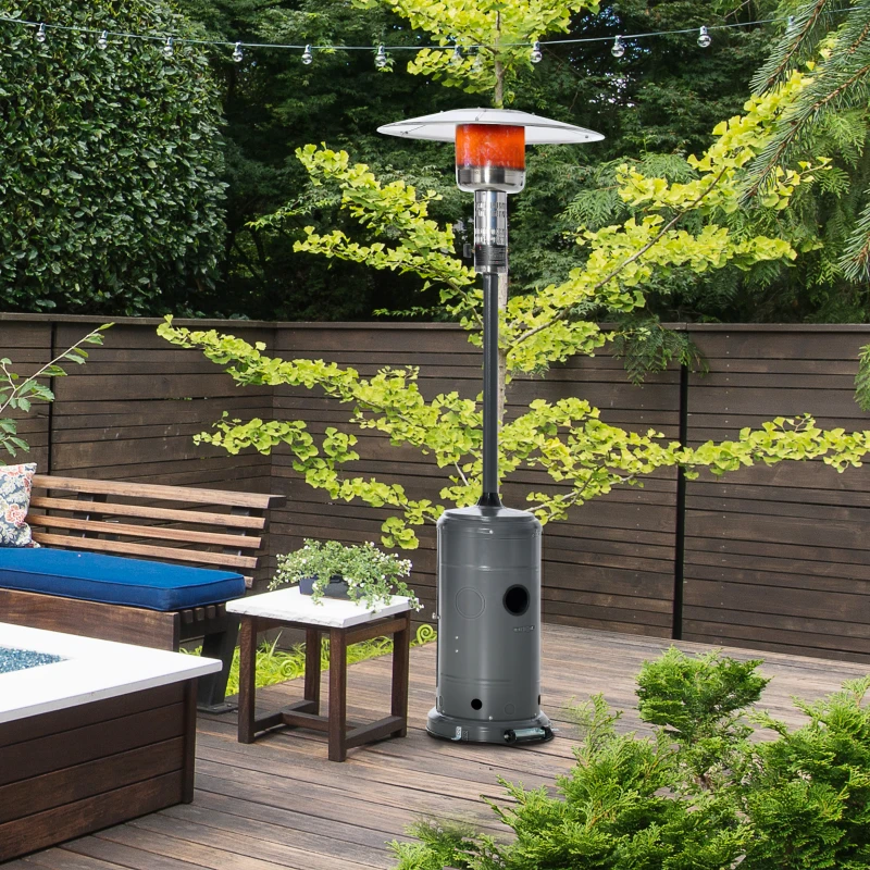 Outsunny 12.5KW Outdoor Gas Patio Heater Standing Propane Heater w/ Wheels Dust Cover