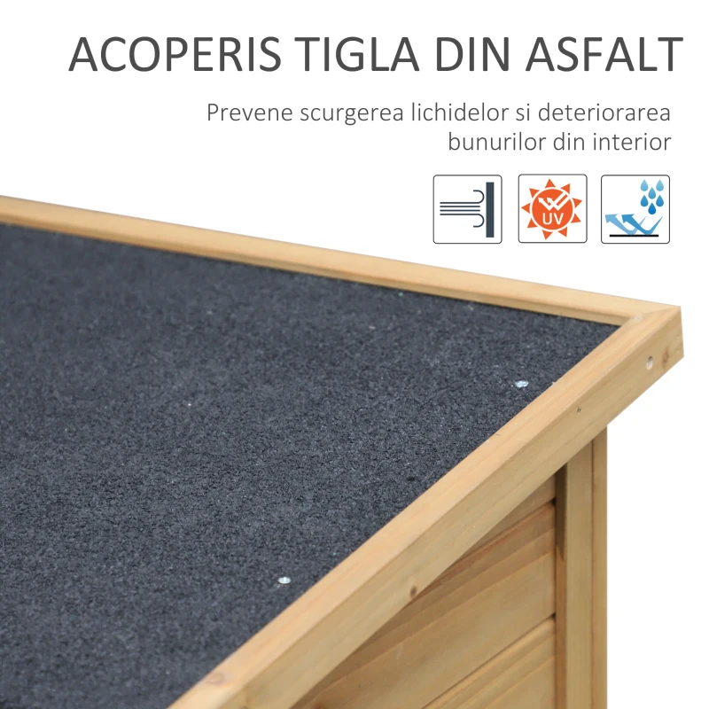 Outsunny Dulap de grădină din lemn de brad cu acoperiș din bitum impermeabil, 87x46.5x96.5cm