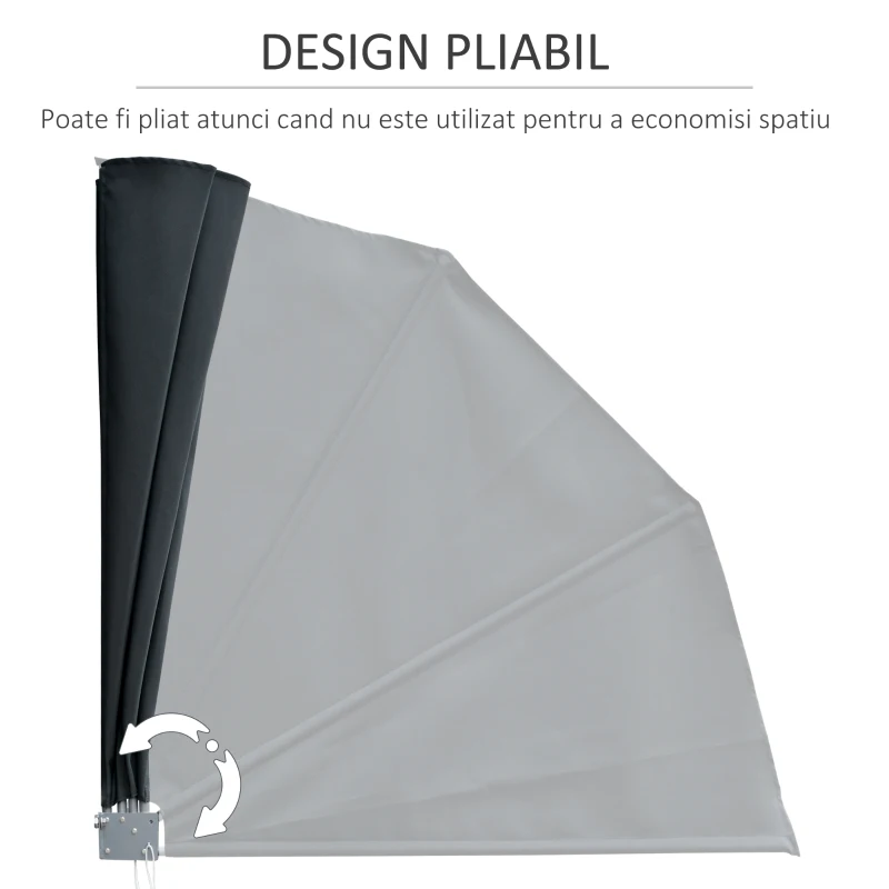 Outsunny Cortina cu Baldachin care se Inchide din Poliester Gri Inchis