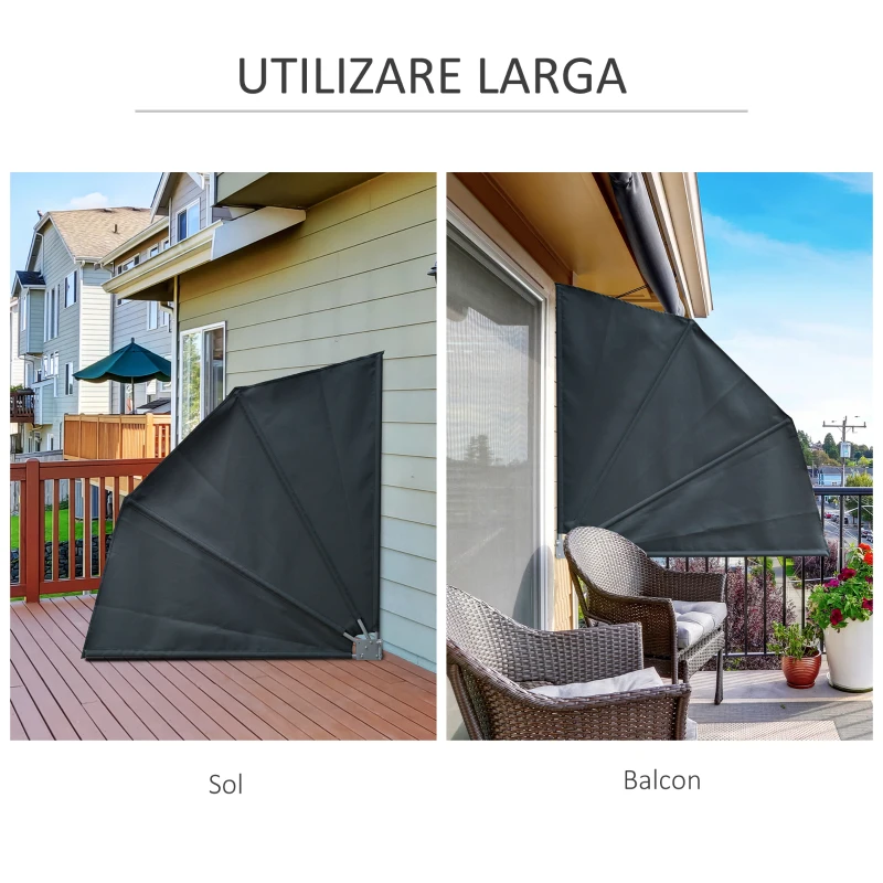 Outsunny Cortina cu Baldachin care se Inchide din Poliester Gri Inchis