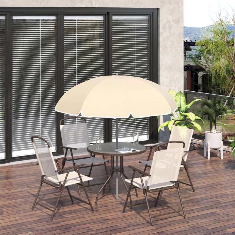 Outsunny Set Mobilier de Gradina cu Tuburi Otel 6 bucati, crem
