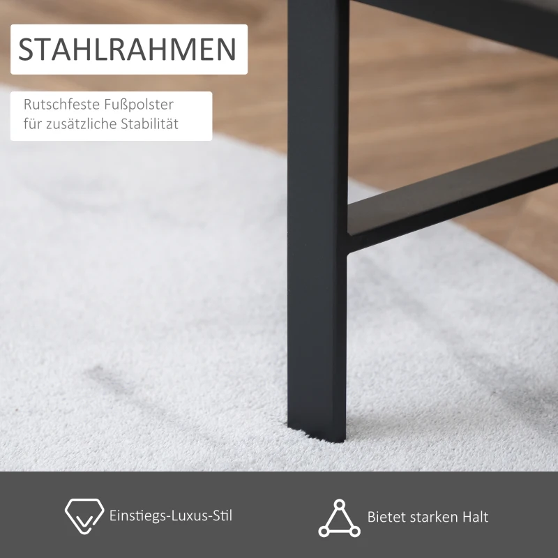 HOMCOM Sessel, Stuhl, modernes Design, Knopfverzierung, Stahlrahmen, dicke Polsterung, dunkelgrau, 62 x 77 x 84cm