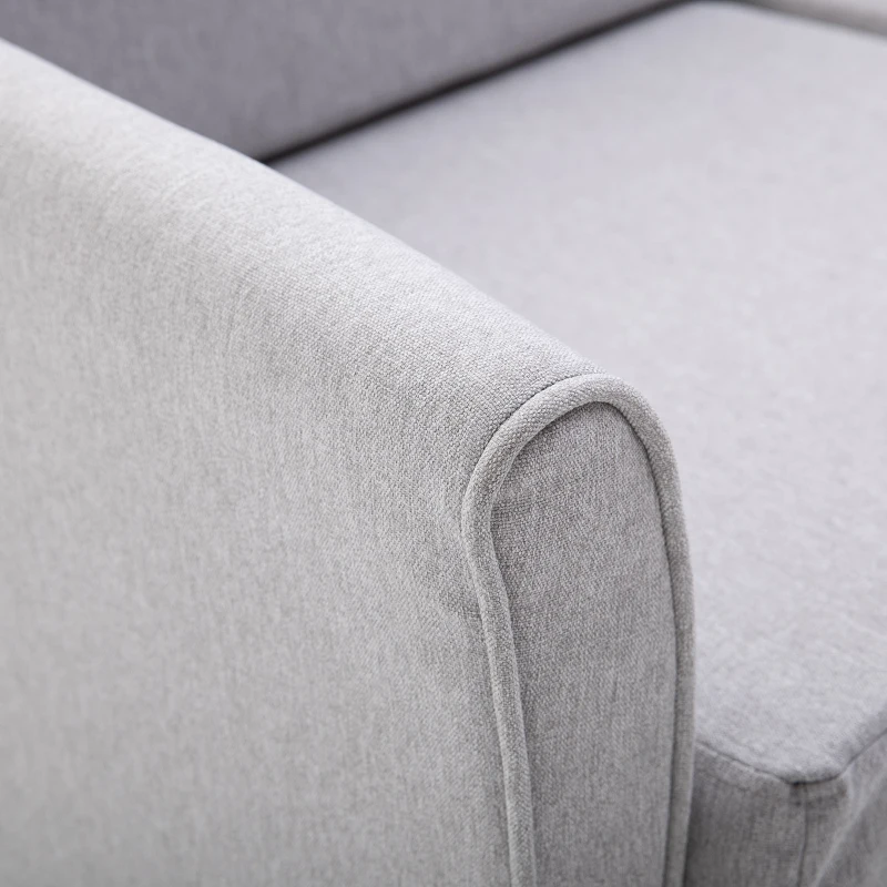 HOMCOM Loveseat Armchair, Grey, Linen Upholstery, Modern Style,  w/Armrest