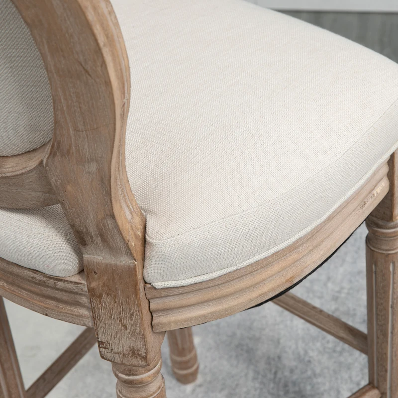 HOMCOM Barhocker in Vintage-Design, mit Fußstütze und Nivilierfüßen, 50 cm x 54 cm x 119 cm, Braun + Cremeweiß