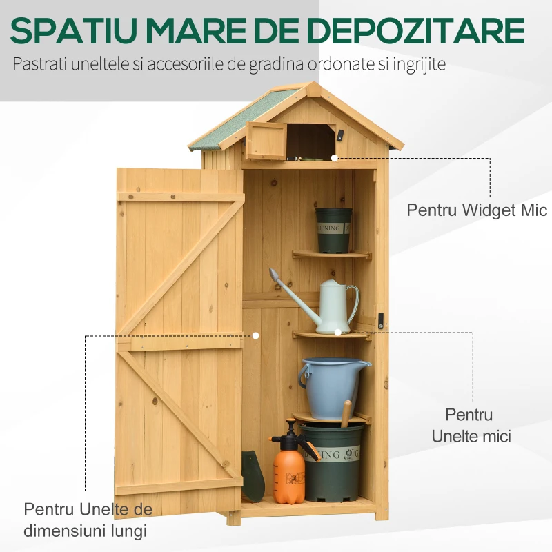 Outsunny sopron de Gradina din Lemn Impermeabil, 77x54.2x179 cm, Galben
