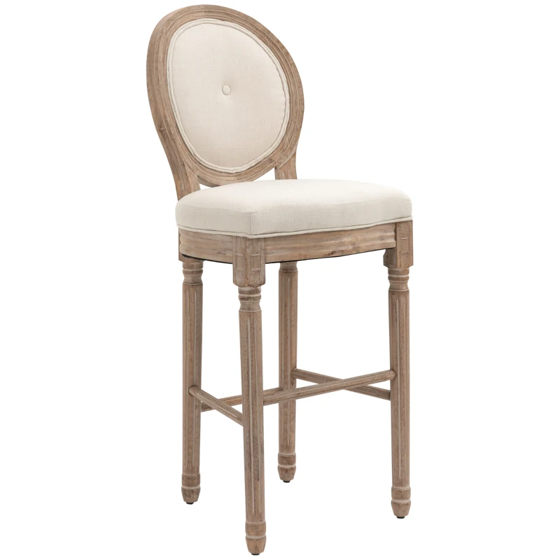 HOMCOM Barhocker in Vintage-Design, mit Fußstütze und Nivilierfüßen, 50 cm x 54 cm x 119 cm, Braun + Cremeweiß