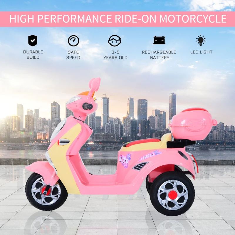 HOMCOM Electric Ride on Motorcycle-Pink