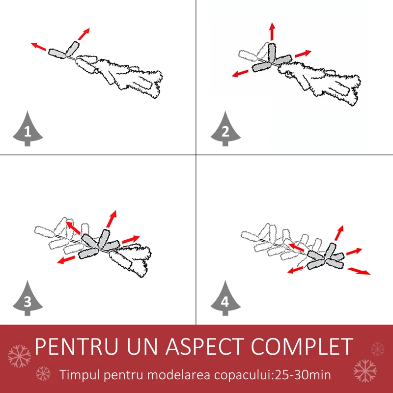 HOMCOM Brad de Craciun 180cm artificial baza detasabila 724 ramuri PVC si otel