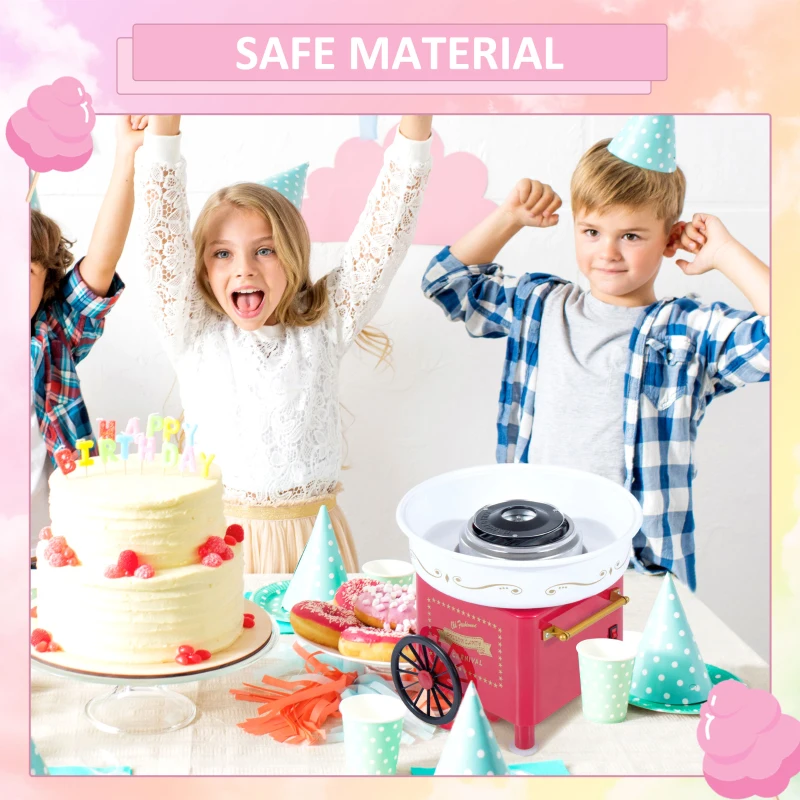 HOMCOM Electric Candy Floss Machine, 450W-Red