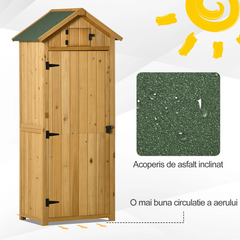 Outsunny sopron de Gradina din Lemn Impermeabil, 77x54.2x179 cm, Galben