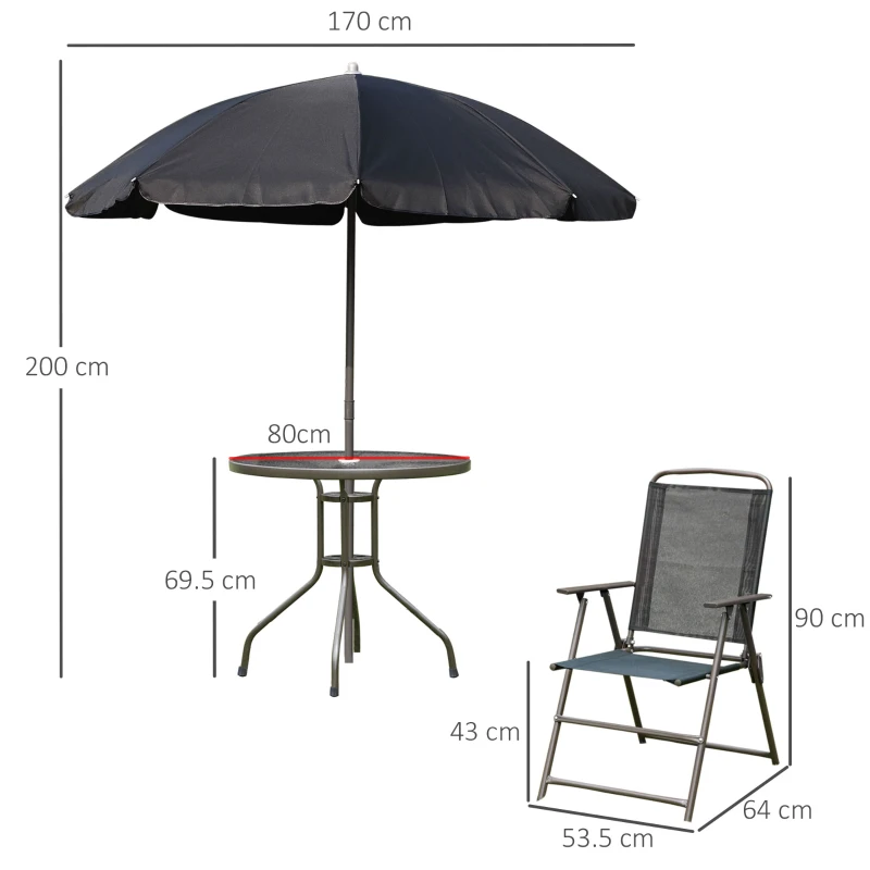 Outsunny Set masa si scaune de gradina 6 piese, negru