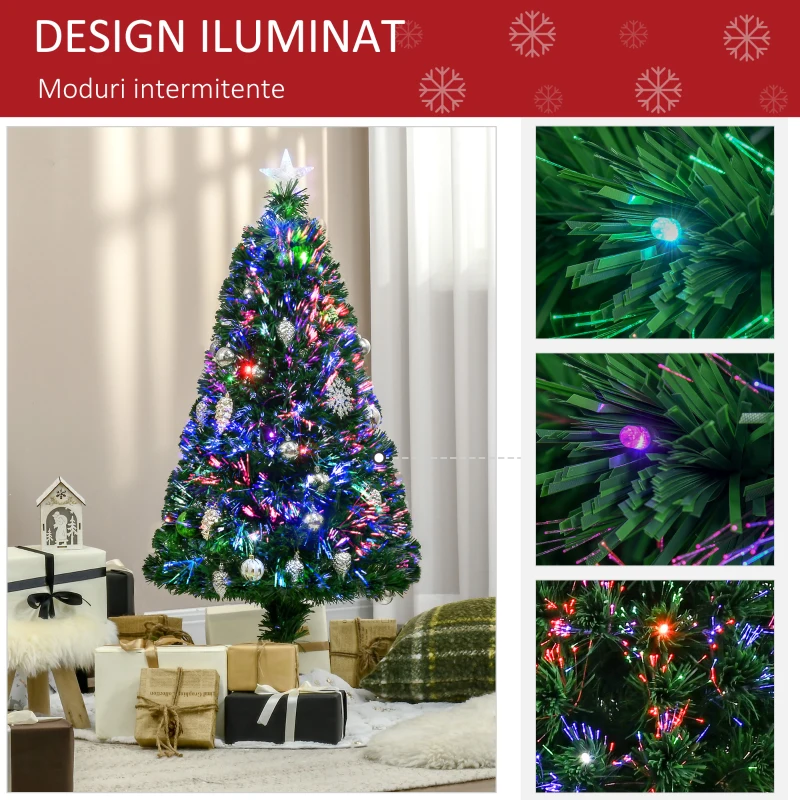 HOMCOM brad artificial 130 ramuri, 16 becuri LED, 120 cm