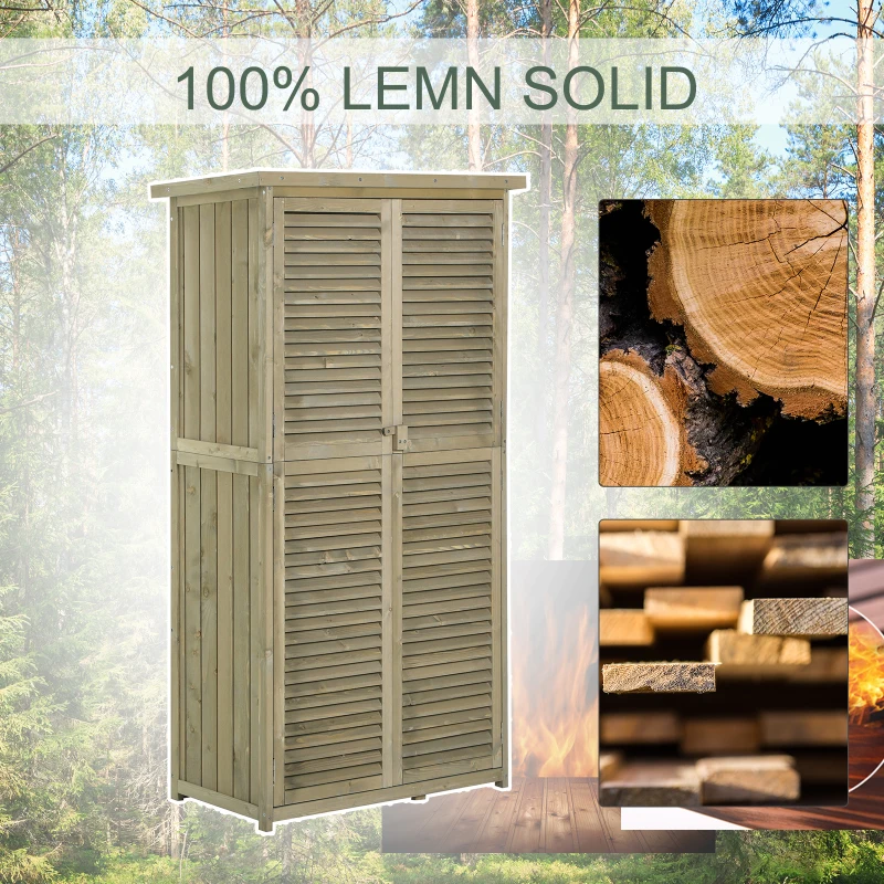 Outsunny Casuta Lemn Brad – 4 Compartimente, Depozit Gradina