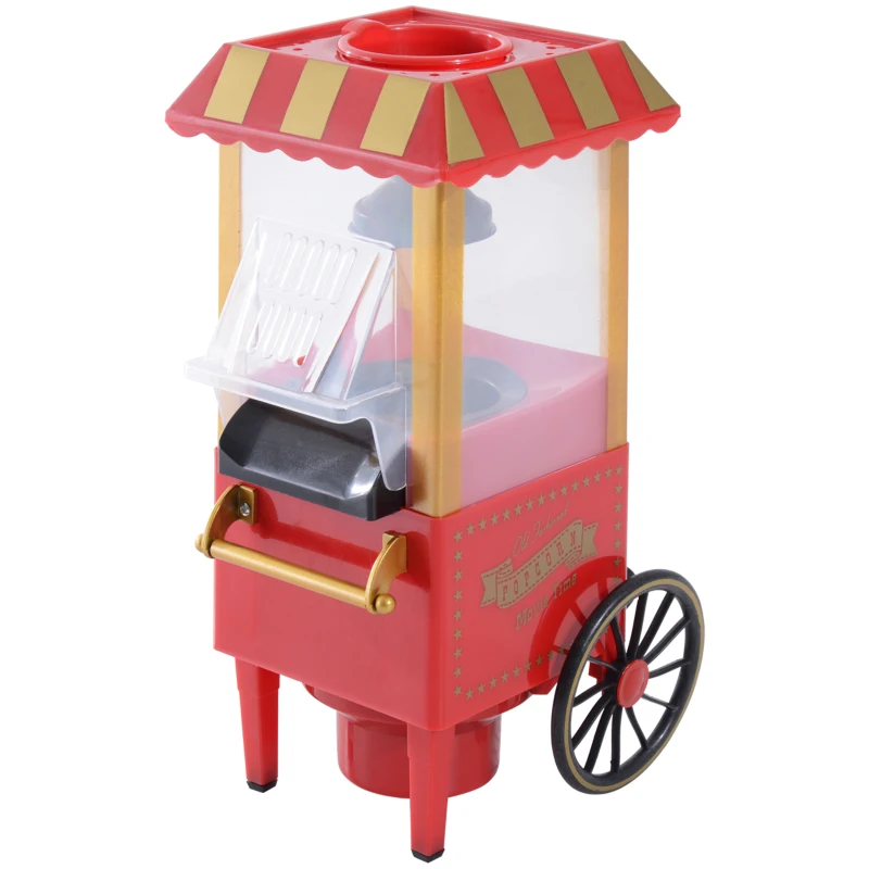 HOMCOM Máquina de Pipocas Máquina de Fazer Pipocas Estilo Vintage Portátil 1200W 22x19239cm Vermelha