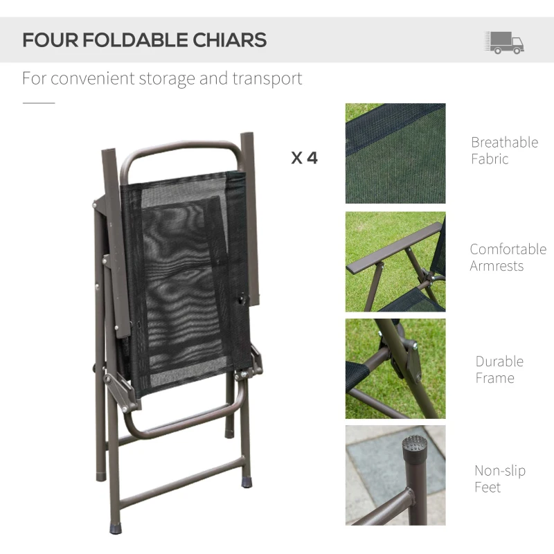 Outsunny Set masa si scaune de gradina 6 piese, negru