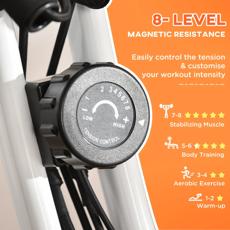 HOMCOM 2-in-1 Folding Exercise Bike with 8-Level Magnetic Resistance, Arm Resistance Band, Pulse Sensor, Orange(m-6)