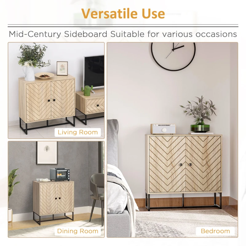 HOMCOM Steel Frame MDF 2-Tier Storage Cabinet Oak Tone