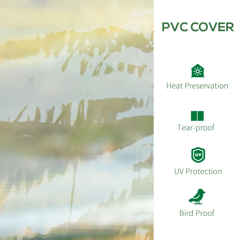 Outsunny Mini Greenhouse, Small Polytunnel Green House with Zipped Doors, Steel Frame for Garden Patio, 295 x 100 x 80cm, Clear