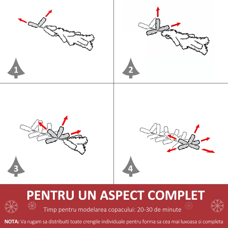 HOMCOM Brad de Crăciun Artificial foarte Des cu Fibră Optică Înălțime 150cm cu Suport
