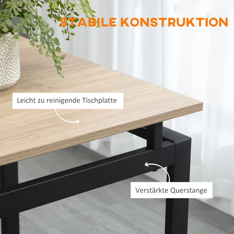 HOMCOM Bartisch, Barhocker, 5-teiliges Set, Industrial Design, Stahlrahmen, Eiche+schwarz, 120 x 60 x 90cm