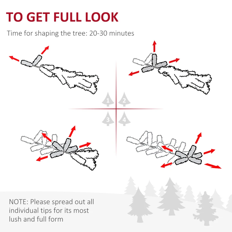 HOMCOM 4FT Multicoloured Artificial Christmas Tree w/ Fibre Optic Lights Pre-Lit Modes Metal Stand Star Holder Home Seasonal Decoration