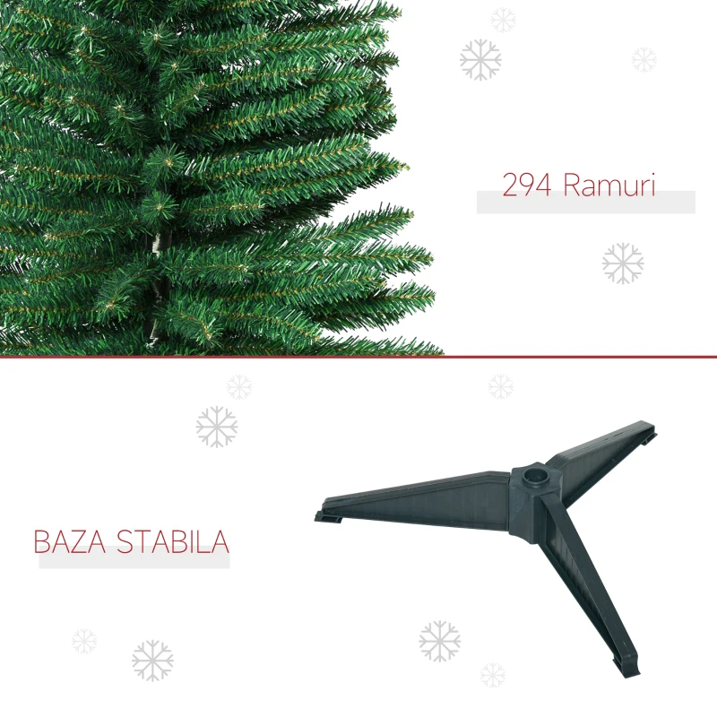 HOMCOM 150cm Brad de Craciun Pin Artificial cu Ramuri 294 Baza Pliabila Detasabila