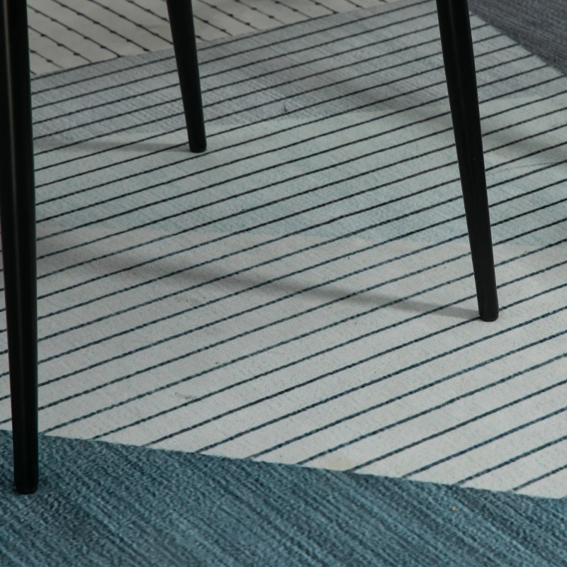 HOMCOM Conjunto de 2 Cadeiras de Sala de Jantar Estofadas em Linho com Encosto e Pés de Metal 59,5x56,5x81 cm Azul