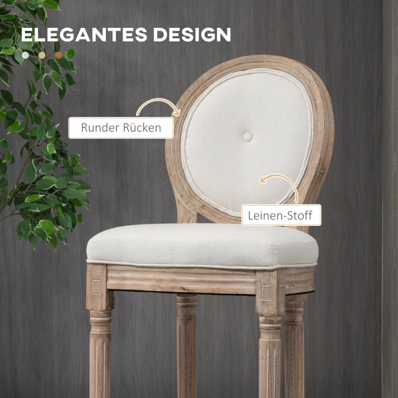 HOMCOM Barhocker in Vintage-Design, mit Fußstütze und Nivilierfüßen, 50 cm x 54 cm x 119 cm, Braun + Cremeweiß