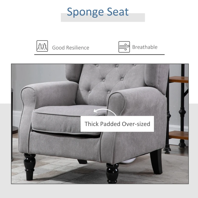 HOMCOM Fabric Tufted Accent Armchair Grey