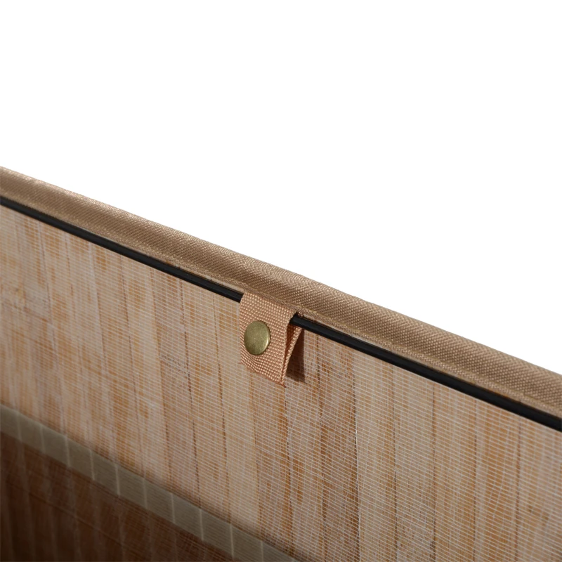 HOMCOM Cos de rufe din bambus cu capac si captuseala detasabila, natural, 52x32x63cm