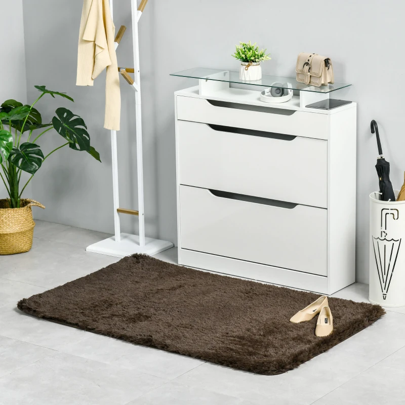 HOMCOM Brown Fluffy Rug, Shaggy Area Rugs Carpet for Living Room, Bedroom, Dining Room