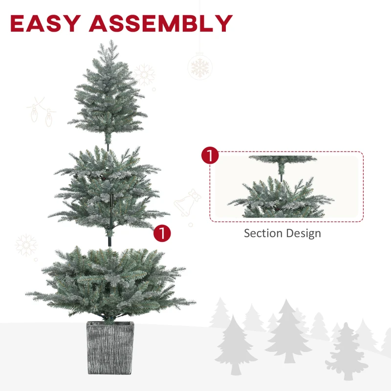 HOMCOM 5ft Tall Artificial Christmas Tree with Realistic Branches, Pot Stand and 1140 Tips, Xmas Decoration, Green