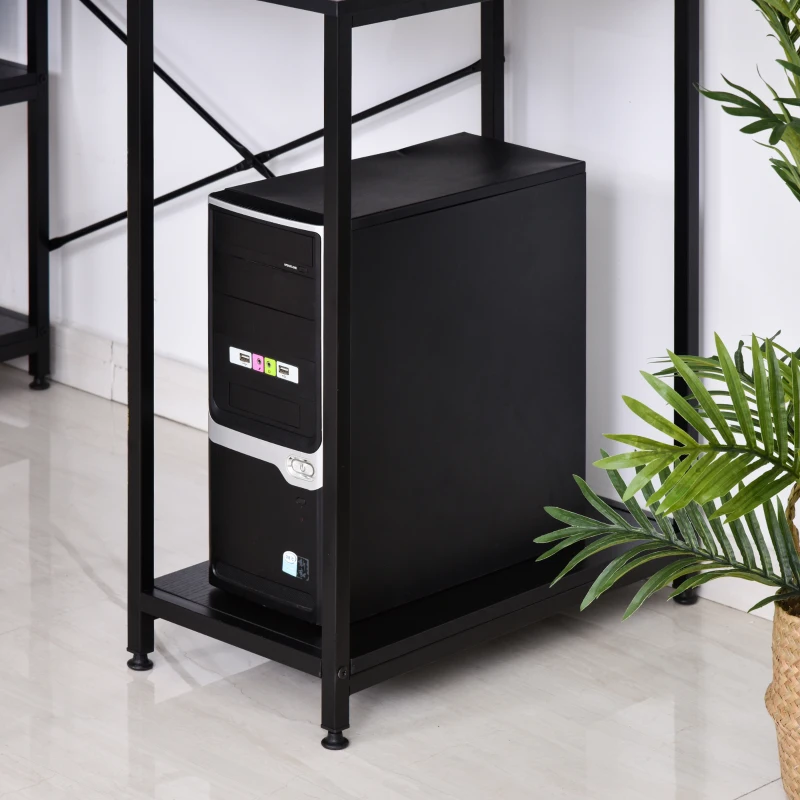 HOMCOM Scrivania per Computer con Ripiani per Monitor e CPU, Scrivania da Ufficio per Casa, Studio e Lavoro, Nera, 140 x 60 x 93cm