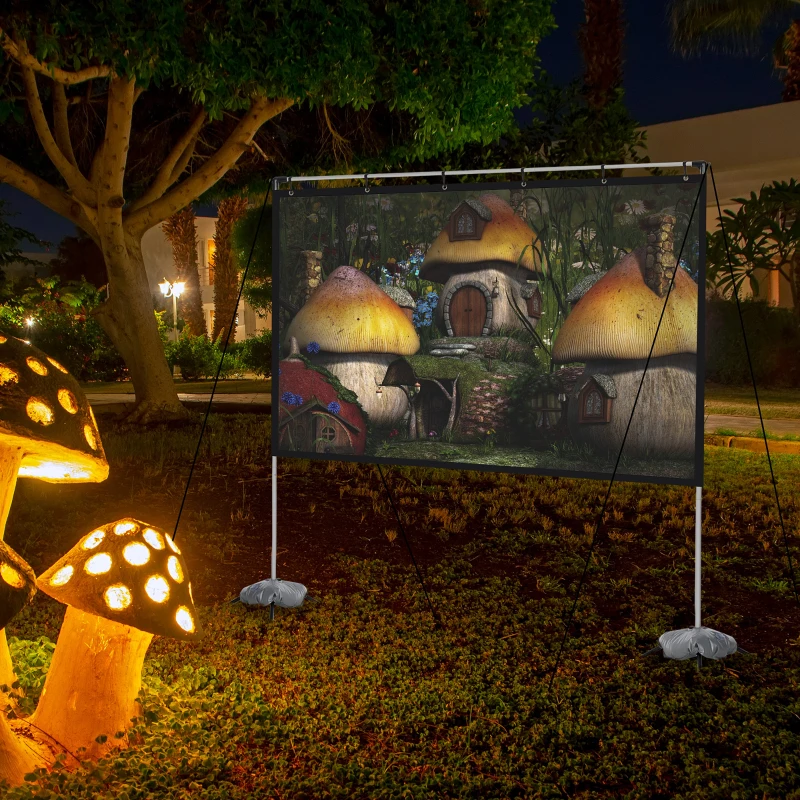 HOMCOM Projector Screen and Stand, 80 Inch Portable Front & Rear Projection Screen, 4K HD 16:9 Screen for Outdoor and Indoor, Home Theater, Presentation