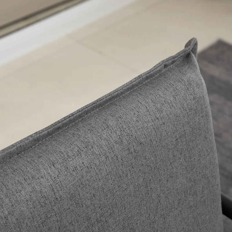 HOMCOM Fauteuil de salon assise revêtement synthétique avec accoudoir structure en acier 65,5Ll x 85P x 85H cm gris