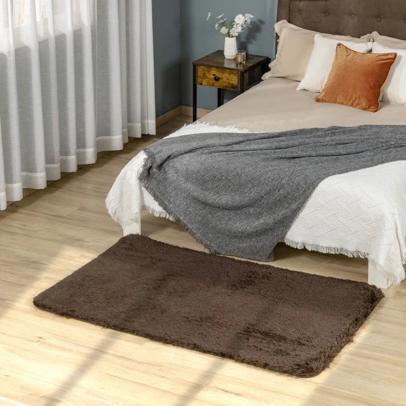 HOMCOM Brown Fluffy Rug, Shaggy Area Rugs Carpet for Living Room, Bedroom, Dining Room