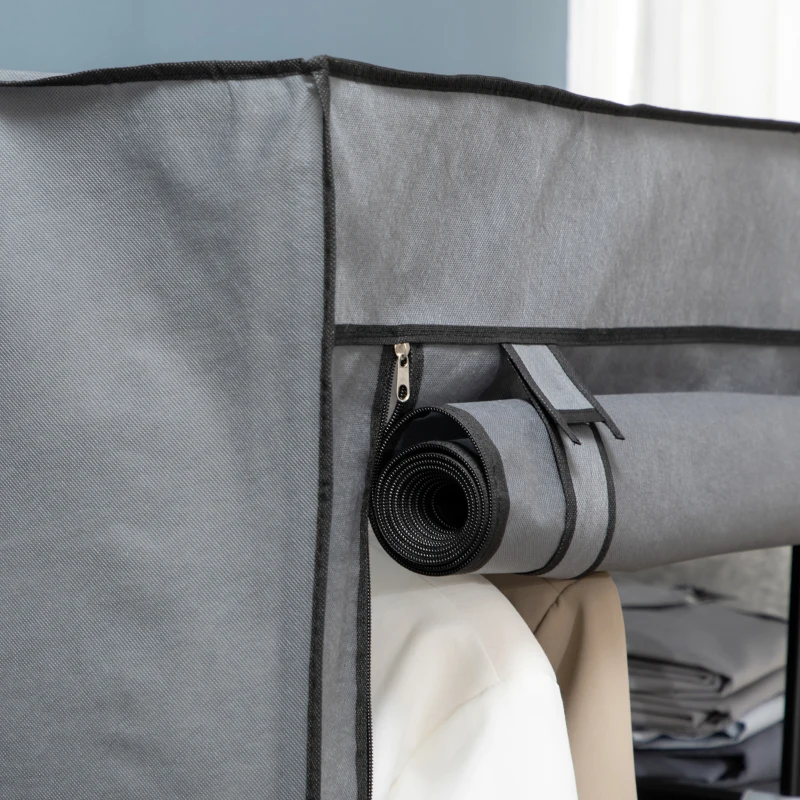 HOMCOM Armoire penderie multi-rangement - 6 étagères, 1 barre - non tissé gris