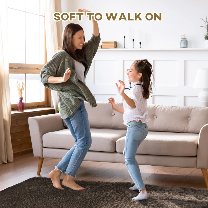 HOMCOM Brown Fluffy Rug, Shaggy Area Rugs Carpet for Living Room, Bedroom, Dining Room