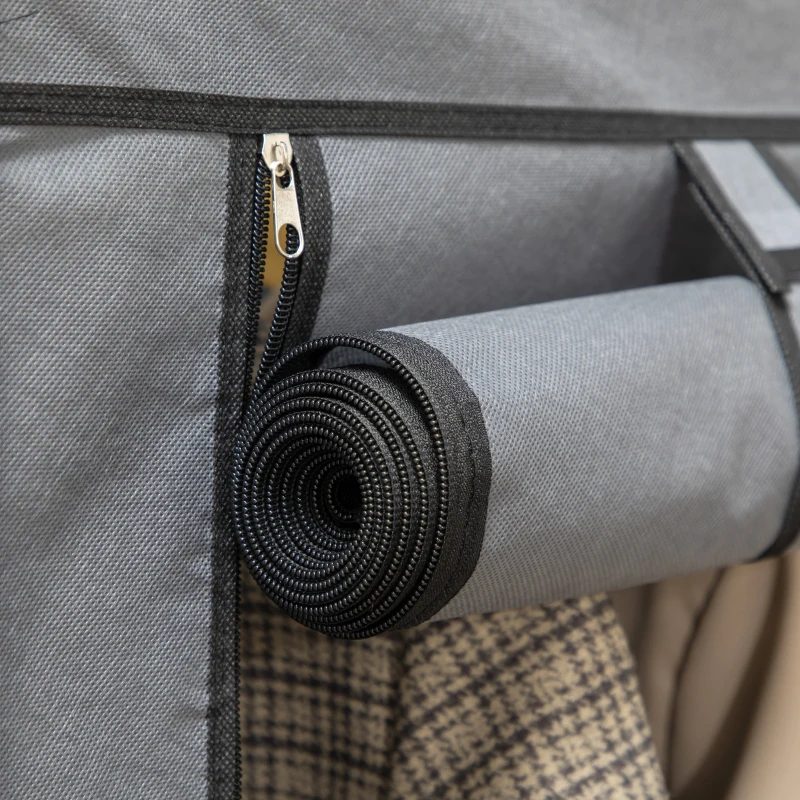 HOMCOM Armoire penderie multi-rangement - 8 étagères, 2 barres - non tissé gris