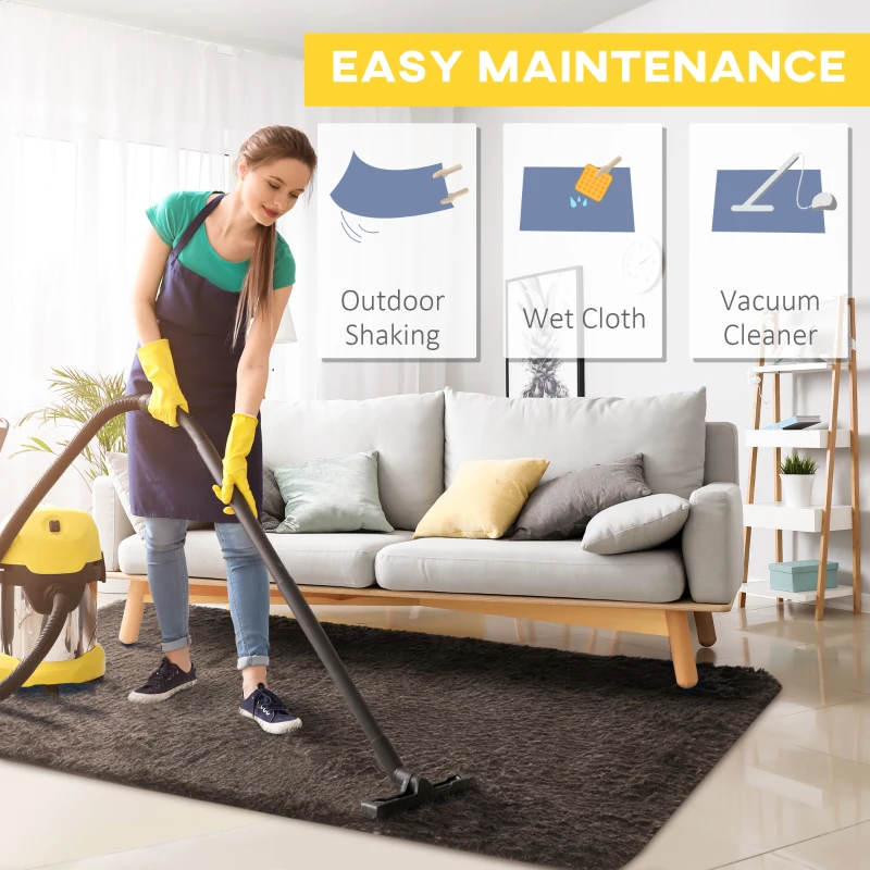 HOMCOM Brown Fluffy Rug, Shaggy Area Rugs Carpet for Living Room, Bedroom, Dining Room