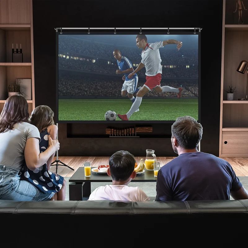 HOMCOM Projector Screen and Stand, 80 Inch Portable Front & Rear Projection Screen, 4K HD 16:9 Screen for Outdoor and Indoor, Home Theater, Presentation