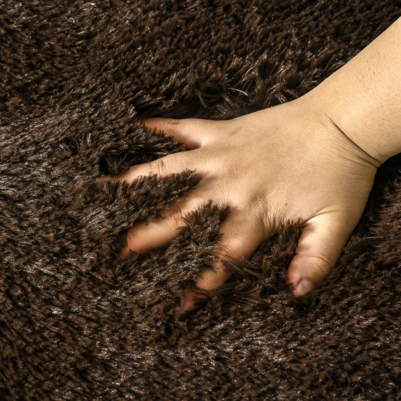HOMCOM Brown Fluffy Rug, Shaggy Area Rugs Carpet for Living Room, Bedroom, Dining Room