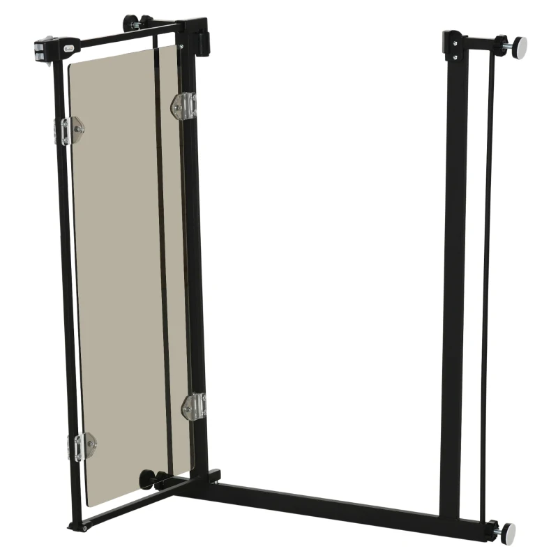 PawHut Pressure Fit Safety Gate for Doorways and Staircases, Dog Gate with Auto Closing Door, Double Locking, Acrylic Panel, 76-82 cm - Black