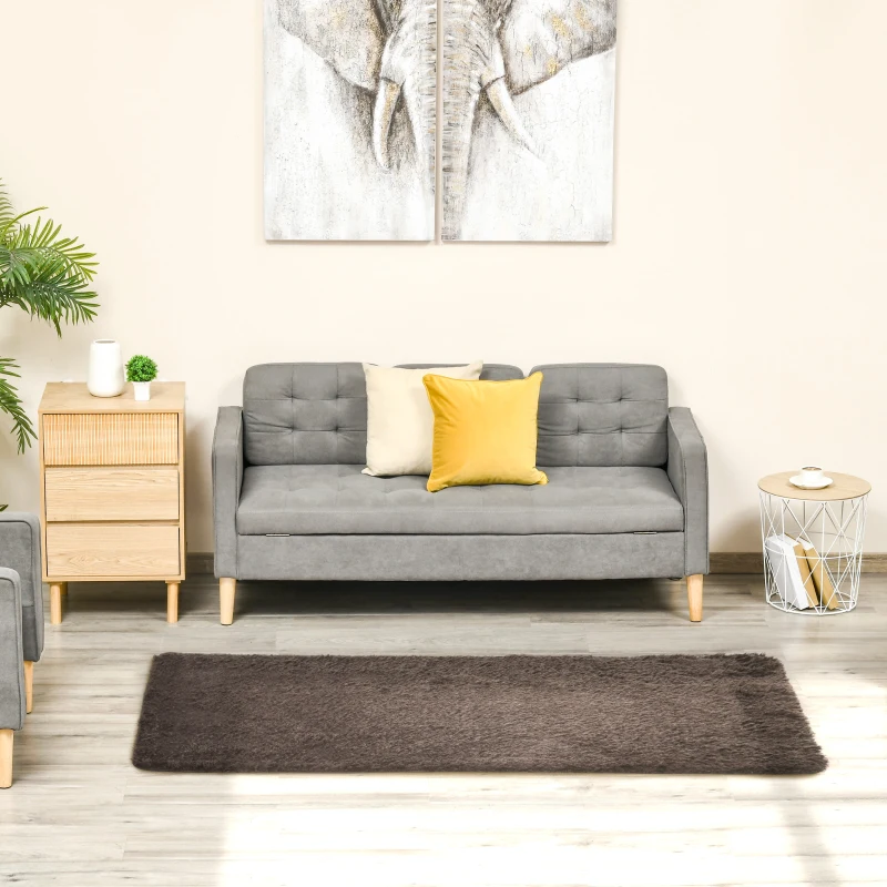 HOMCOM Brown Fluffy Rug, Shaggy Area Rugs Carpet for Living Room, Bedroom, Dining Room