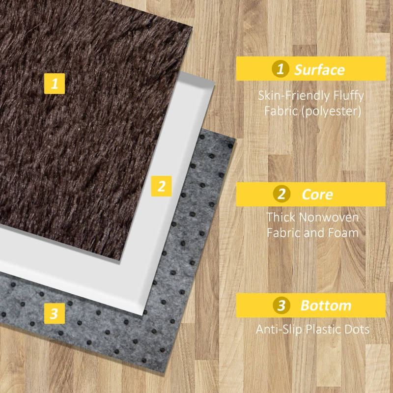 HOMCOM Brown Fluffy Rug, Shaggy Area Rugs Carpet for Living Room, Bedroom, Dining Room