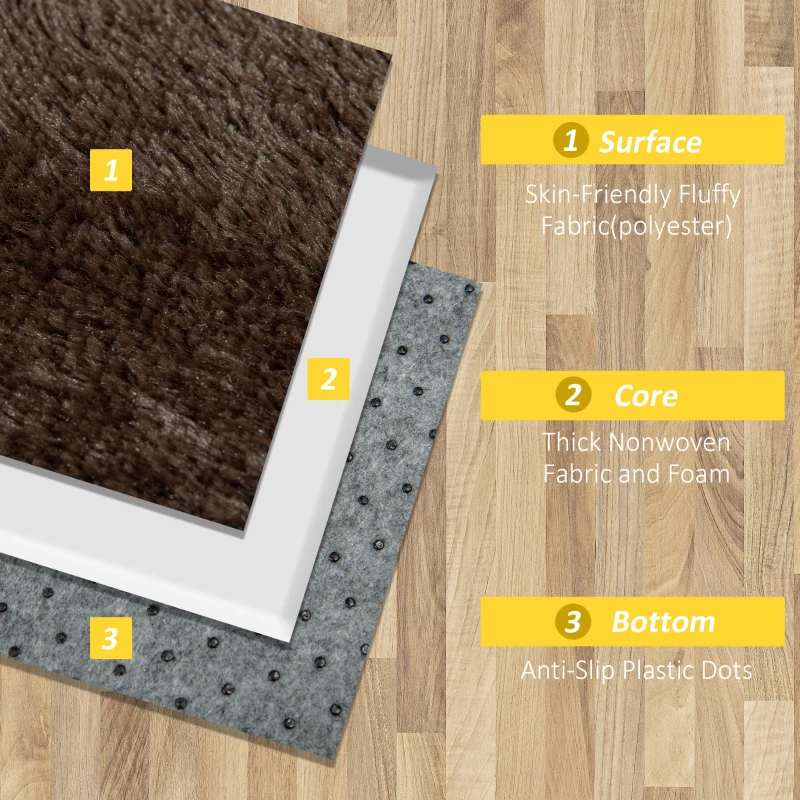 HOMCOM Brown Fluffy Rug, Shaggy Area Rugs Carpet for Living Room, Bedroom, Dining Room