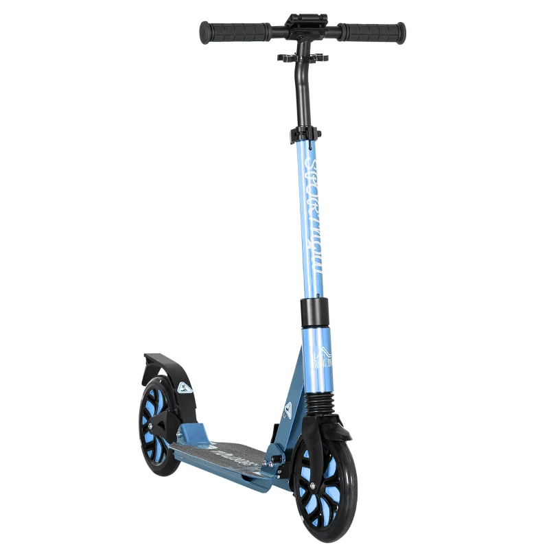 HOMCOM Adult Kick Scooter, with Dual Shock Absorber and ABEC-9 Bearing - Blue