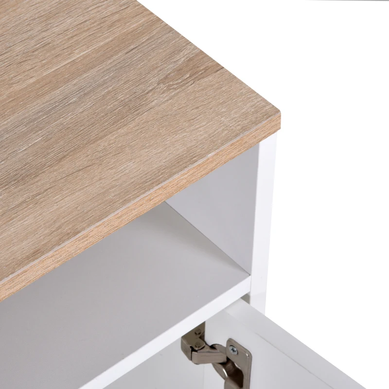 HOMCOM Móvel de TV para Sala de Estar com Espaço de Arrumação Prateleiras Abertas Orifício Passa Cabos 105x40x52 cm Branco e Madeira