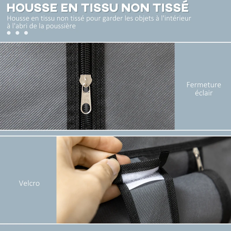 HOMCOM Armoire penderie multi-rangement - 6 étagères, 1 barre - non tissé gris